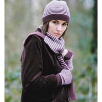 Lambswool Stripe Fingerless Glove Pink and White