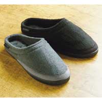 Totes Mens Fleece Mule Slippers Grey Small