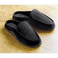 Mens Moccasin Front Mule Slippers Black Large