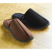 Mens Suedette Stitch Detail Mule Slippers Brown Small