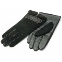 Suede/Leather w/Croc Tab and Leather Palm Black Medium