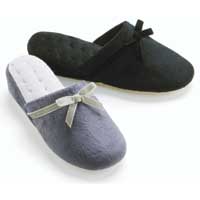 Totes Velour Wedge Mule Slippers Grey Size 4