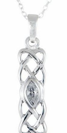 Toucan Scottish Gift - STERLING SILVER CELTIC BIRTHSTONE PENDANT JEWELLERY APRIL 20 MM BY 6MM WITH 18 INCH CHAIN COMES WITH QUALITY GIFT BOX - uk Gift