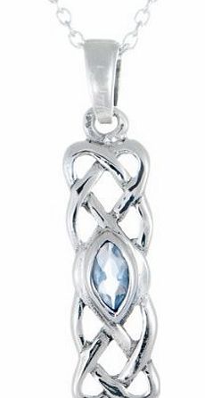 Toucan Scottish Gift - STERLING SILVER CELTIC BIRTHSTONE PENDANT JEWELLERY MARCH 20 MM BY 6MM WITH 18 INCH CHAIN COMES WITH QUALITY GIFT BOX - uk Gift