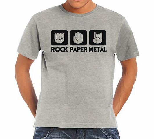 Touchlines Mens T-Shirt with Rock Paper Metal Design ash Size:S