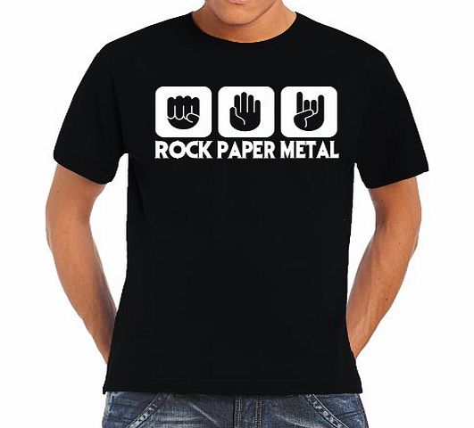 Touchlines Mens T-Shirt with Rock Paper Metal Design black Size:L