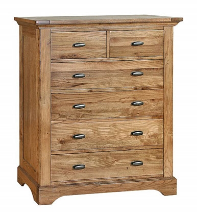 toulouse Antique Oak 2 over 4 Chest of Drawers