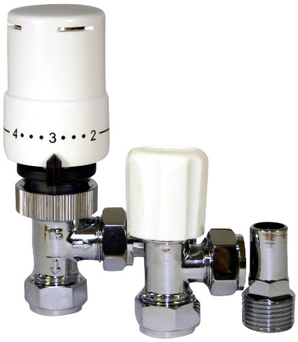 Tower Flue Components TRVPACK Thermostatic Angled Radiator Valve with Lockshield