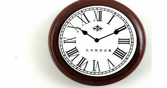 Town Square Miniatures Dolls House Miniature 1:12 Scale Accessory Round Walnut Wood Wall Clock