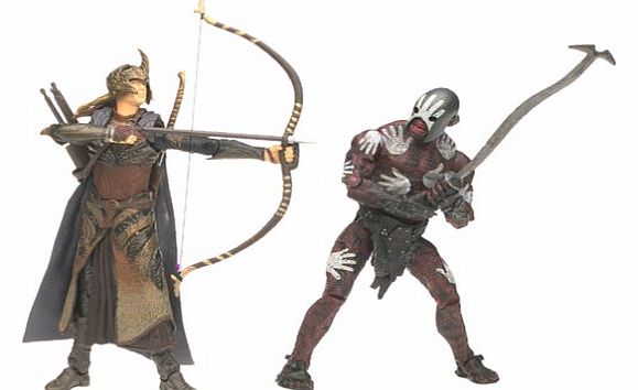 Toy Biz Lord of the Rings The Two Towers Elven Archer and Uruk-Hai Berserker figures- 6`` inches