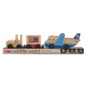 Wooden Aeroplane and Luggage Carrier Play Set