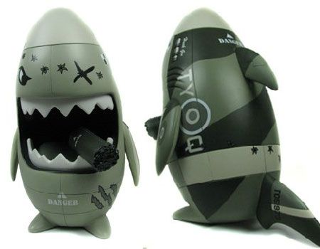 ToyQube Sharky by Huck Gee Spit-Fire SDCC Grey