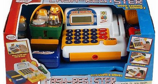 Toyrific Cash Register Toy Till - Lights, Sounds, Play Money, Food And Scanner