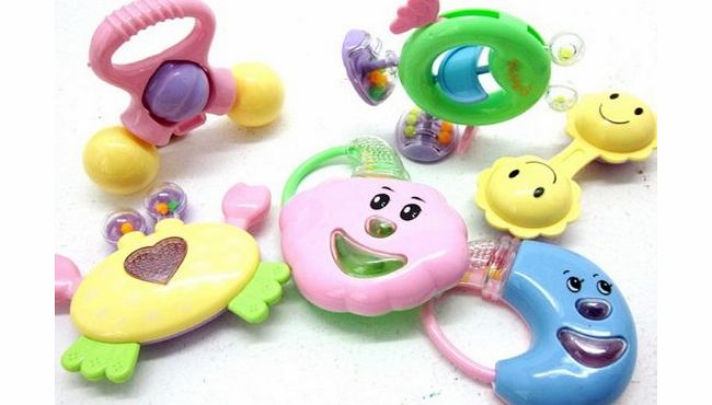Toys CL0362 6 Pieces/Set Baby Rattles Toy, Assorted Cartoon Rattles Toys