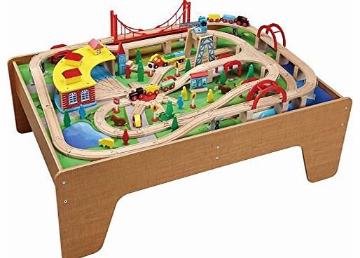 130 Piece Wooden Train Set & Play Table Bigjigs Brio Thomas Compatible & Storage