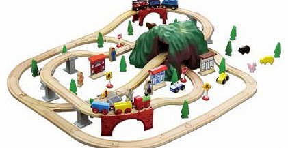 Toys For Play Mountain Wooden Train Set (100 Pieces)