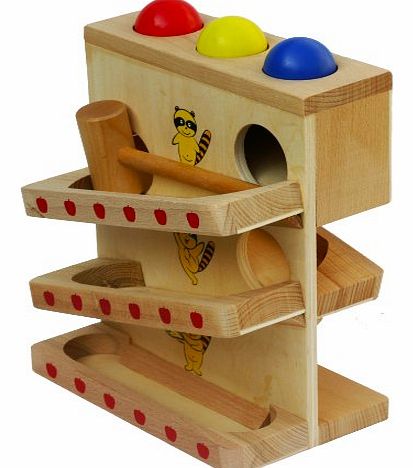 Toys of Wood Oxford Wooden Hammer and Balls - Multilayer Trays with Big Balls