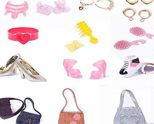 TR.OD Necklace Earring Bowknot Crown Headband Shoes Shoulder Bag Clothing Accessories KIt For Barbie Girls Dolls Outfit Child Gift Random Pattern