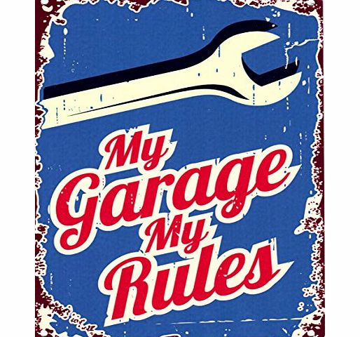 TRACYS SIGNS MY GARAGE MY RULES METAL SIGN RETRO VINTAGE STYLE LARGE 12X16in 30x40cm