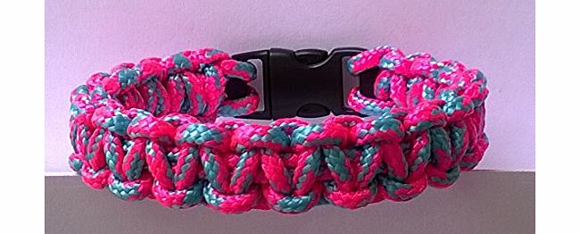 Tradewinds 6`` - 6.5`` Cotton Candy Paracord 425 Cobra Stitch Bracelet/Wristband. (Small Buckle). Handmade In Norfolk U.K.