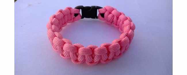 Tradewinds 6`` - 6.5`` Pink Angel (Breast Cancer) Paracord 550 Cobra Stitch Survival Bracelet/Wristband. (Small Buckle) Handmade In Norfolk. U.K. 50P Donated For Every Bracelet Sold.