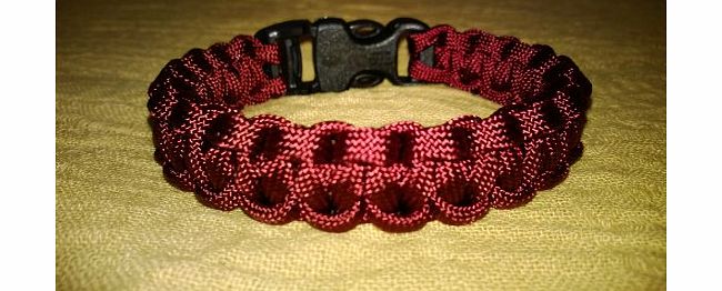 Tradewinds 7`` Burgundy Paracord 550 Cobra Stitch Survival Bracelet/Wristband. Handmade In Norfolk U.K.