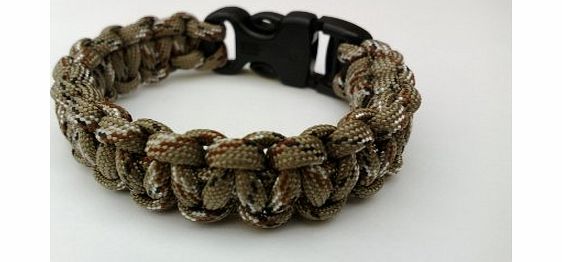 Tradewinds 7`` Desert Camo Paracord 550 Cobra Stitch Survival Bracelet/Wristband. Handmade in Norfolk. U.K.