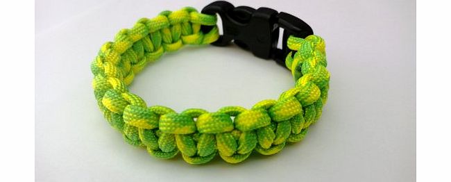 Tradewinds 7`` Gecko (Norwich City Colours) Paracord 550 Cobra Stitch Survival Bracelet/Wristband. Handmade in Norfolk U.K.