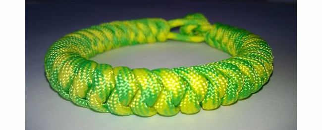 Tradewinds 7`` Gecko (Norwich City Colours) Paracord 550 Snake Stitch Survival Bracelet/Wristband. Handmade in Norfolk U.K.