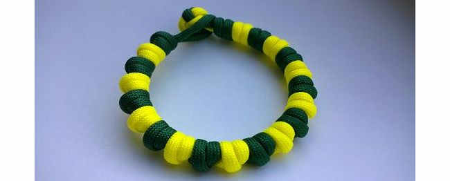 Tradewinds 7`` Yellow And Green (Norwich City Colours) Paracord 550 Lunar Bead Survival Bracelet/Wristband. Handmade in Norfolk U.K.