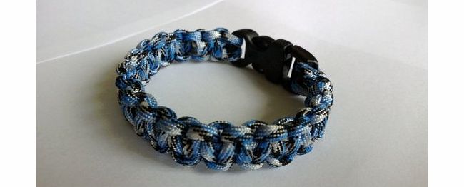 Tradewinds 8`` Blue Snake Paracord 550 Cobra Stitch Survival Bracelet/Wristband. Handmade in Norfolk U.K..