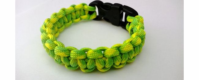 Tradewinds 8`` Gecko (Norwich City Colours) Paracord 550 Cobra Stitch Survival Bracelet/Wristband. Handmade in Norfolk U.K.