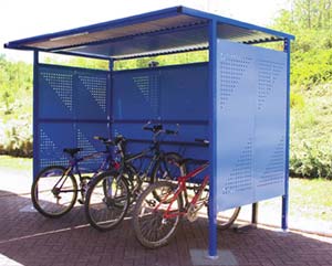 Traditional cycle shelter perforated sides