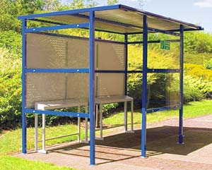 Traditional smoking shelter perforated back