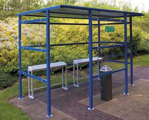 Traditional smoking shelter perspex back