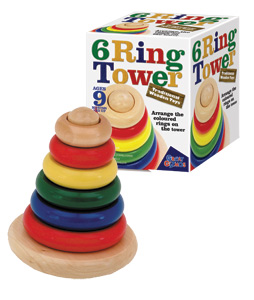 traditional Wooden Toys 6 Ring Tower
