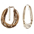 Traidcraft Golden Multi-Strand Necklace and Bracelet Set