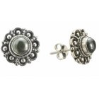 Traidcraft Haematite Flower Studs