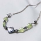 Traidcraft Prehnite and Pearl Necklace in a Gift Box