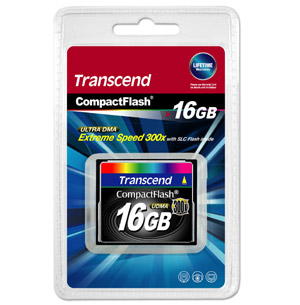 Transcend Compact Flash (CF) Memory Card - 16GB - Very High Speed 300x