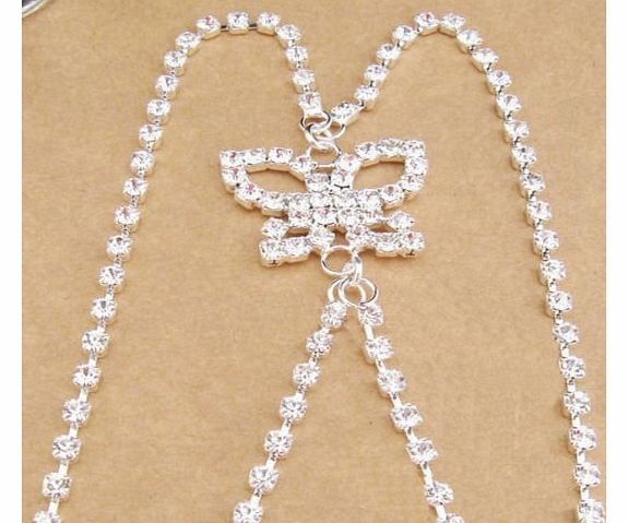 TreasureBay Stunning Diamonte Bra Straps Single Row Crystal Clear Cross Back Butterfly Detailing Design