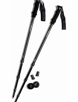 Trekrite Pair of Trekrite Antishock Hiking Sticks / Walking Poles - Black