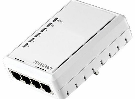 TRENDnet TPL-4052E 500 Mbps Powerline Adapter with 4 x 10/100 Switch