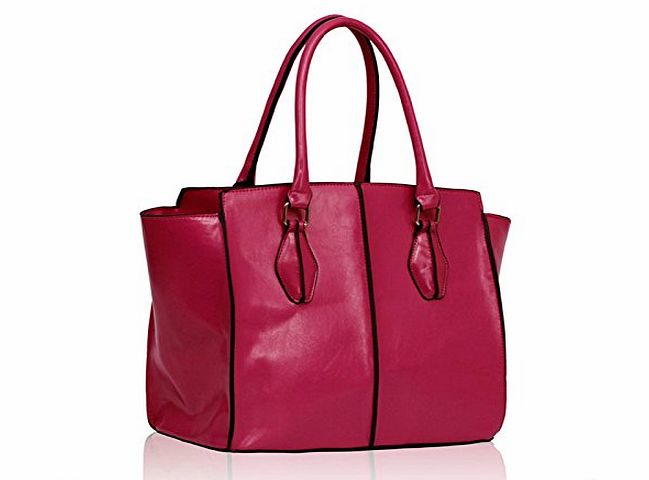 TrendStar Womens Gorgoeus Trendy Celebrity Style Faux Leather Tote Handbag (Fuchsia Handbag)