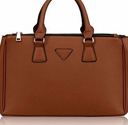 Womens Ladies Designer Faux Leather Celebrity Style Tote Bag Shoulder Handbag (Black Iconic Handbag)