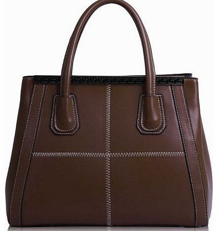 Womens Ladies Designer Faux Leather Flap/Multi Checkered Trends Style Celebrity Tote Bags Shoulder Satchel Handbags (Brown Multi Trends)