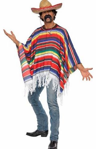 TrendyFashion Mens Mexican Poncho Wild West Cowboy Multicoloured Classic Theme Fancy Party#Poncho