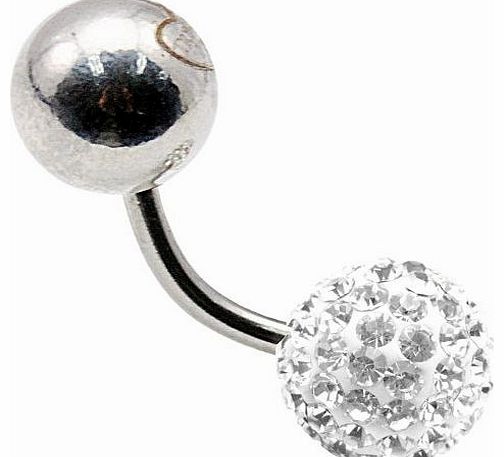 Chateaubriant - Tresor Paris Naval Belly Bar - White-- 8mm - Crystal & - Surgical Steel