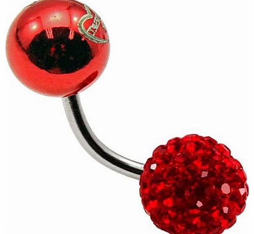 Orval - Tresor Paris Naval Belly Bar - Red-Magnetite - 8mm - Crystal & Magnetite - Surgical Steel