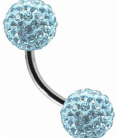 Plaisance - Tresor Paris Naval Belly Bar - Light Blue - 8mm Crystal - Surgical Steel - Ladies